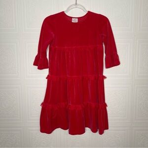 Hanna Andersson Red Velvet Ruffle Tiered Girls Dress 140 Size 10